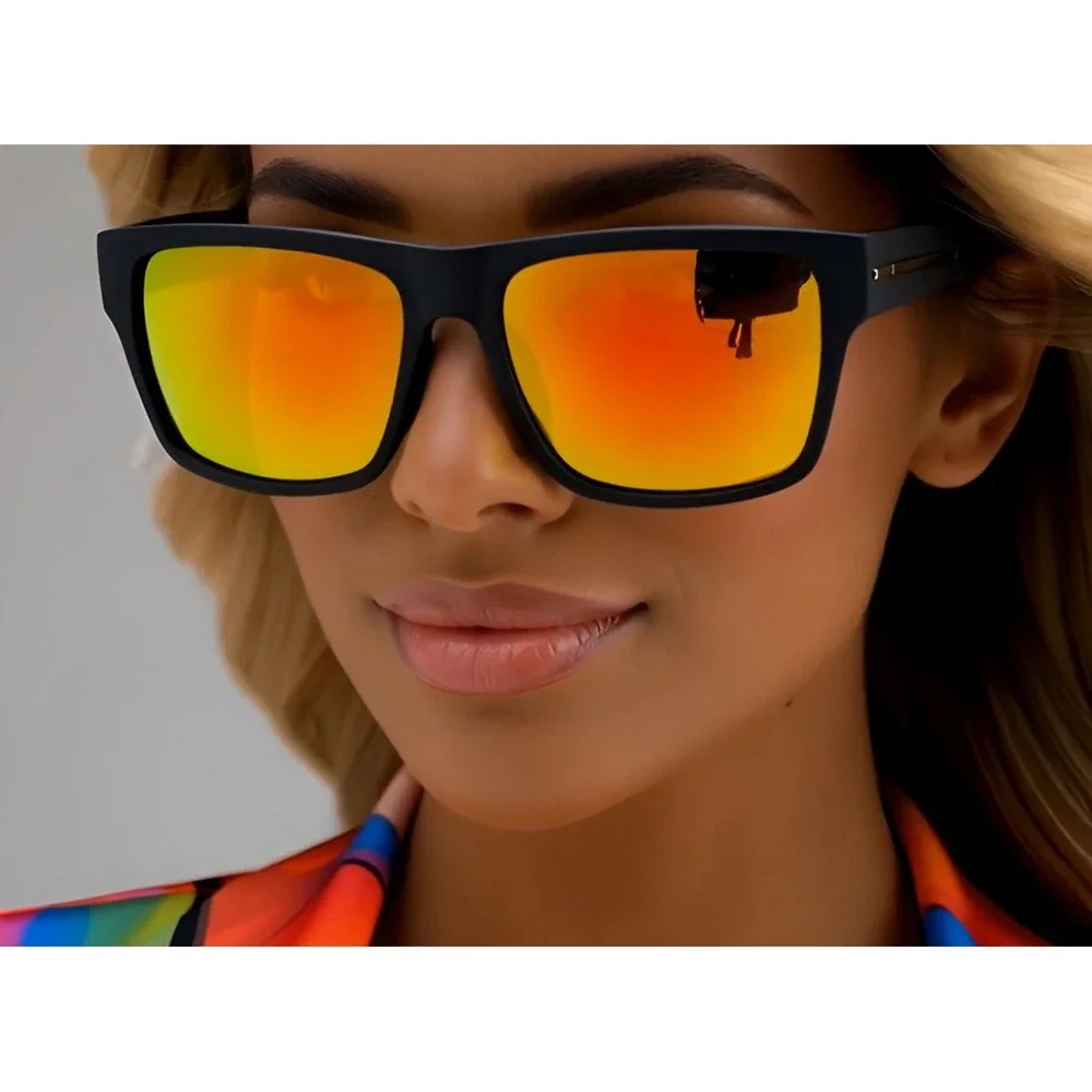 Black Frame Sunglasses Women Polarized Mirrored Lens Fashion Sun Glasses Driving